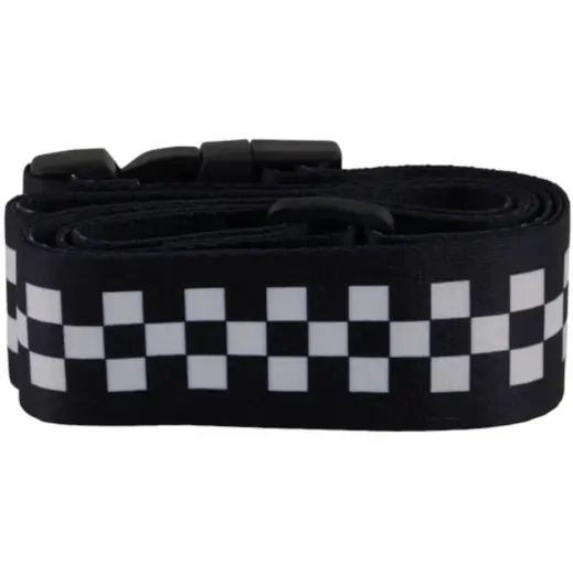 Checkered Luggage Strap Black-White Folded Front